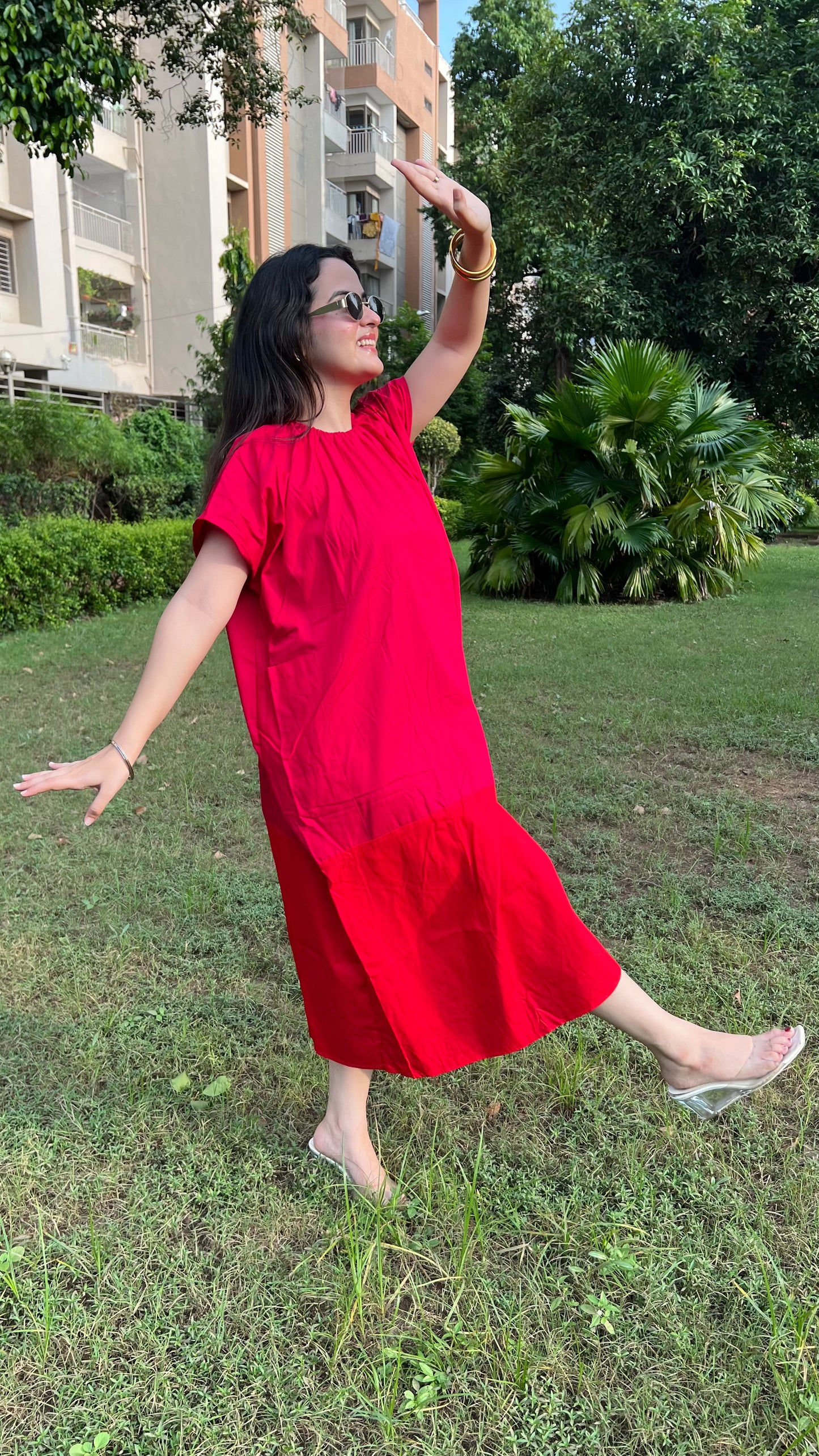 Rosy Pink & Orange Dual Color Dress