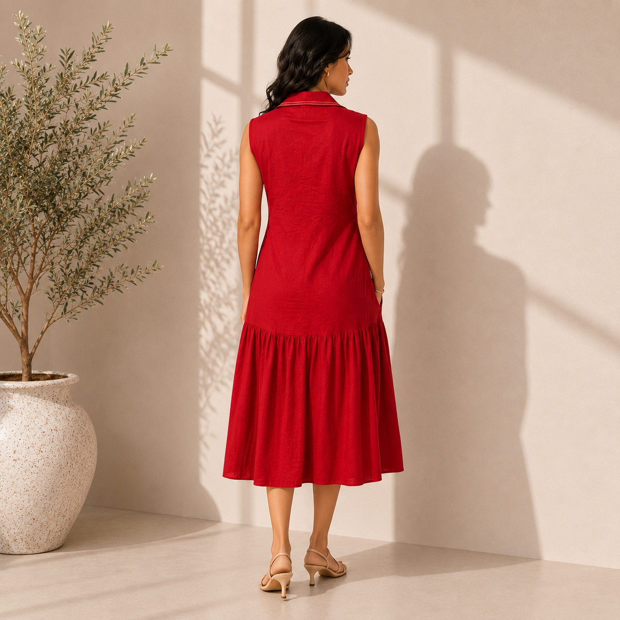 Ruby Cotton Tailored Midi Dress