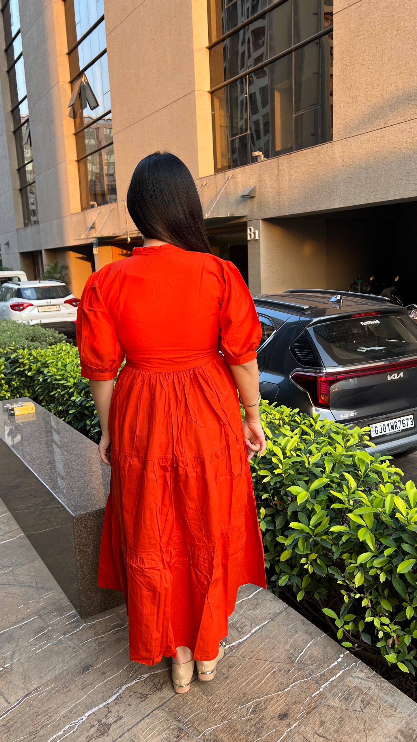 RUST TIERED MAXI  DRESS