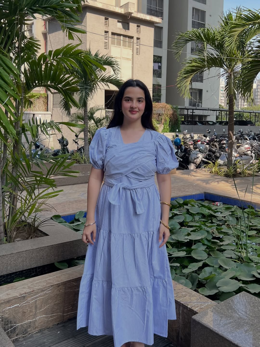 Stripe Wrap Maxi Dress