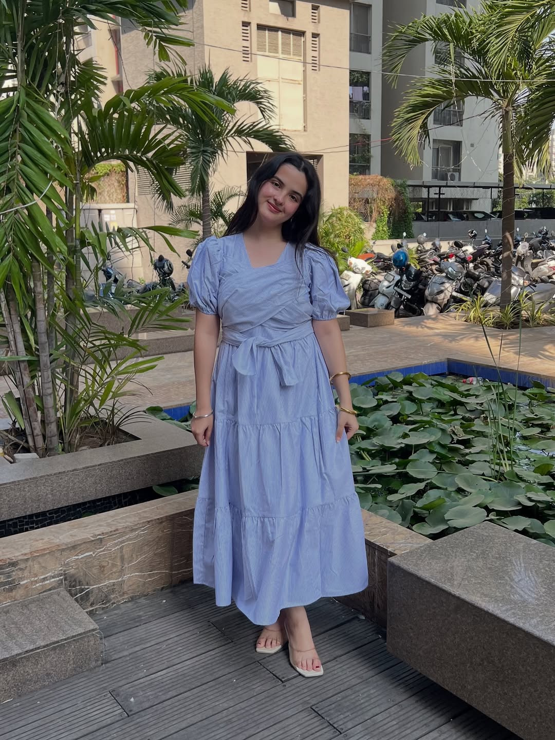 Stripe Wrap Maxi Dress