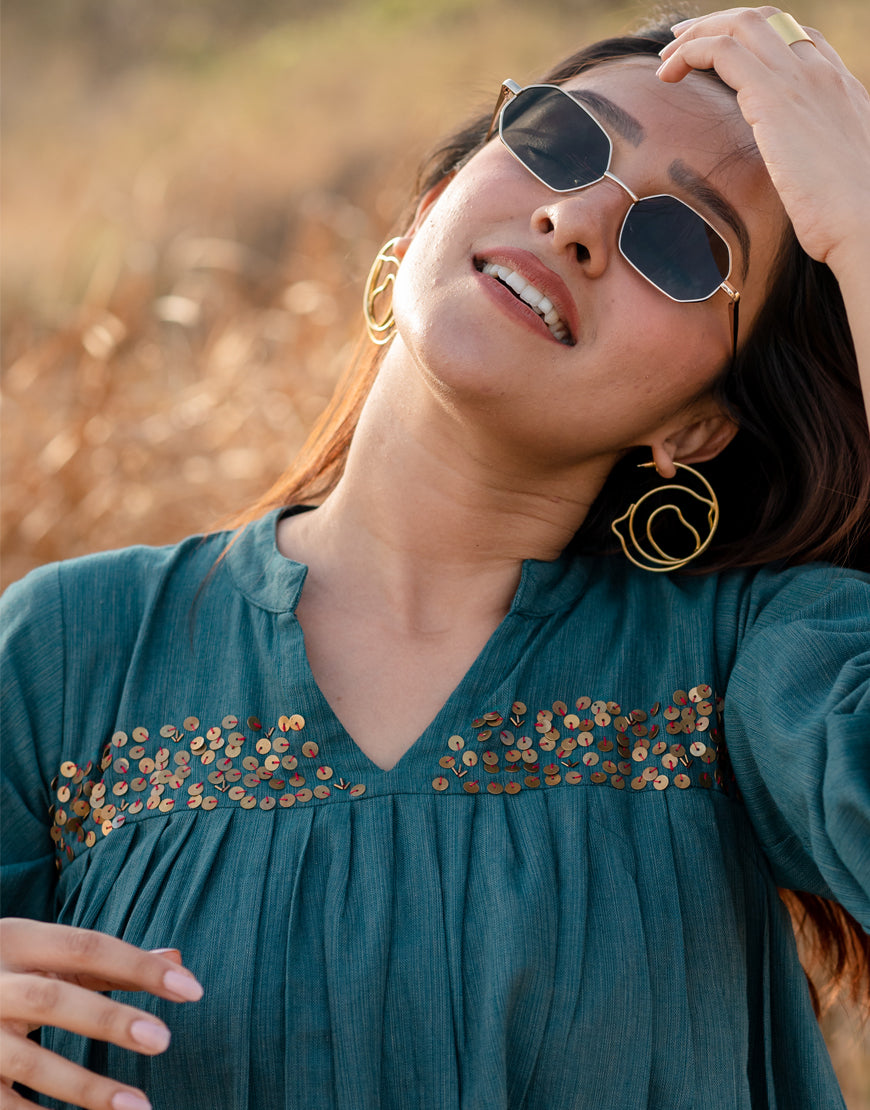 Teal Blue Sequence Dress