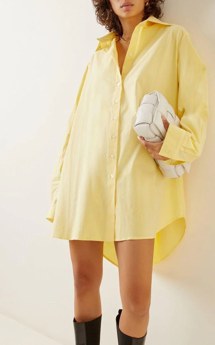 Pastel Yellow Long Shirt Dress