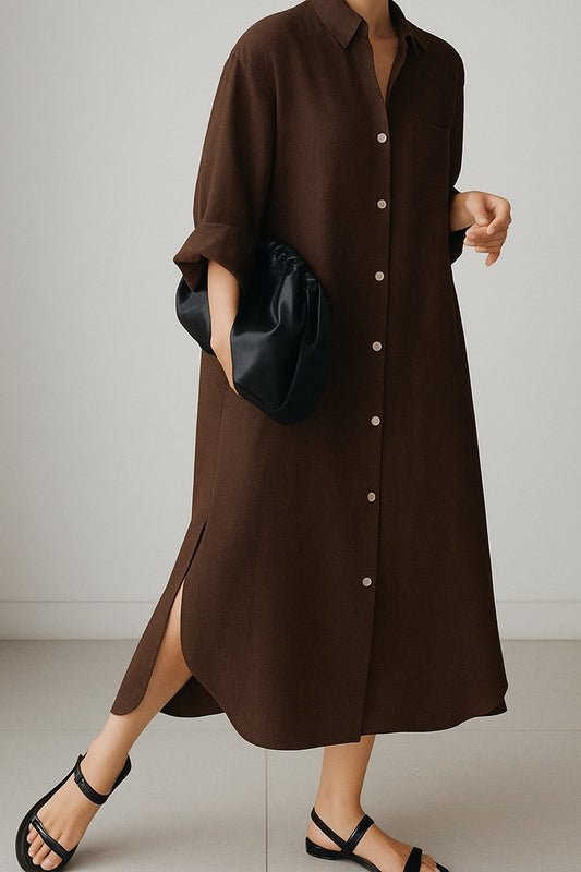 Mocha Brown Oversize Shirt Dress