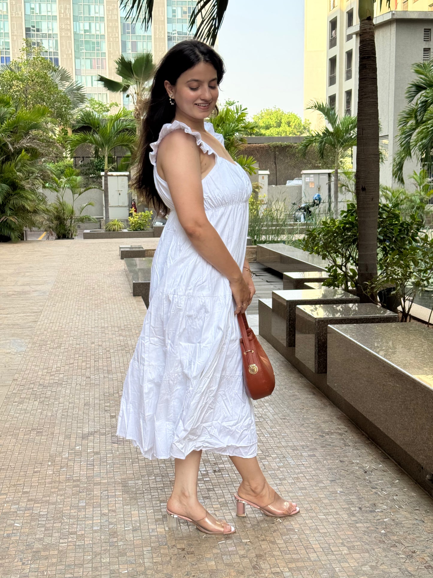 White Frill Maxi Dress