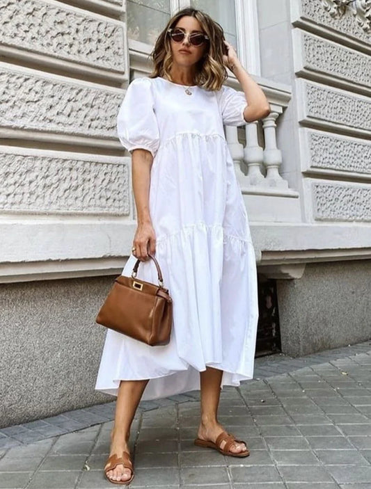 White Puff Maxi Dress