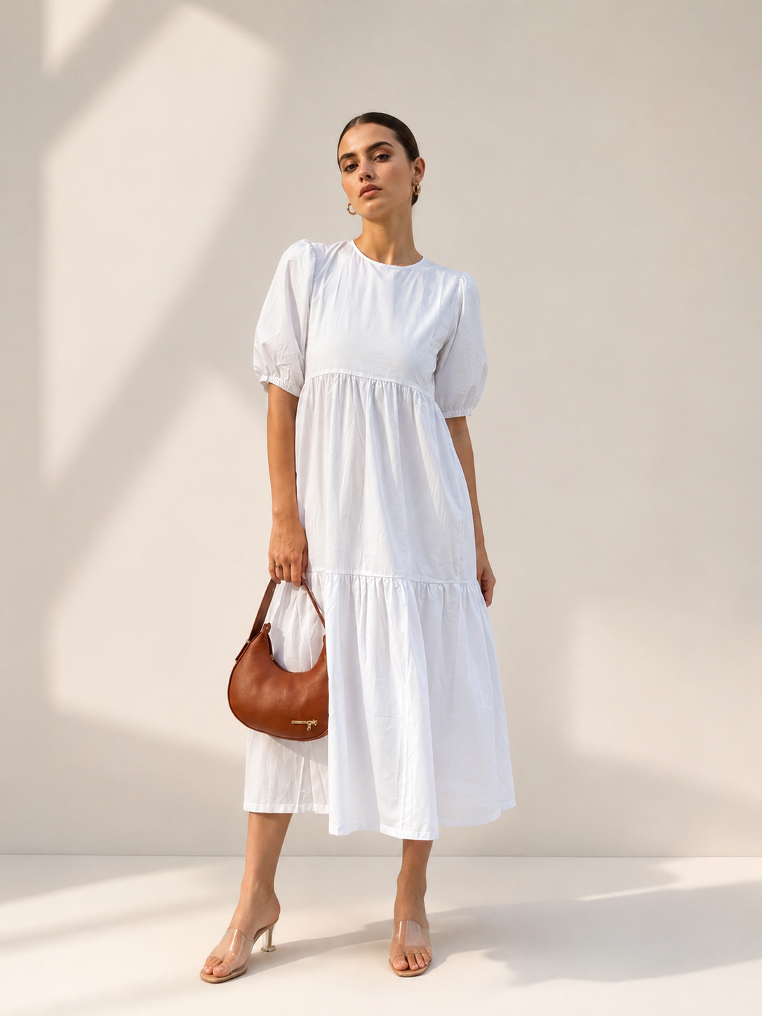White Puff Maxi Dress