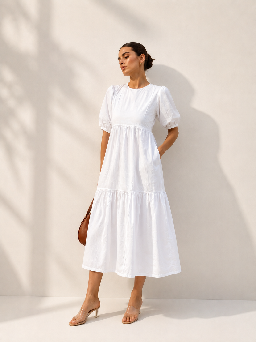 White Puff Maxi Dress
