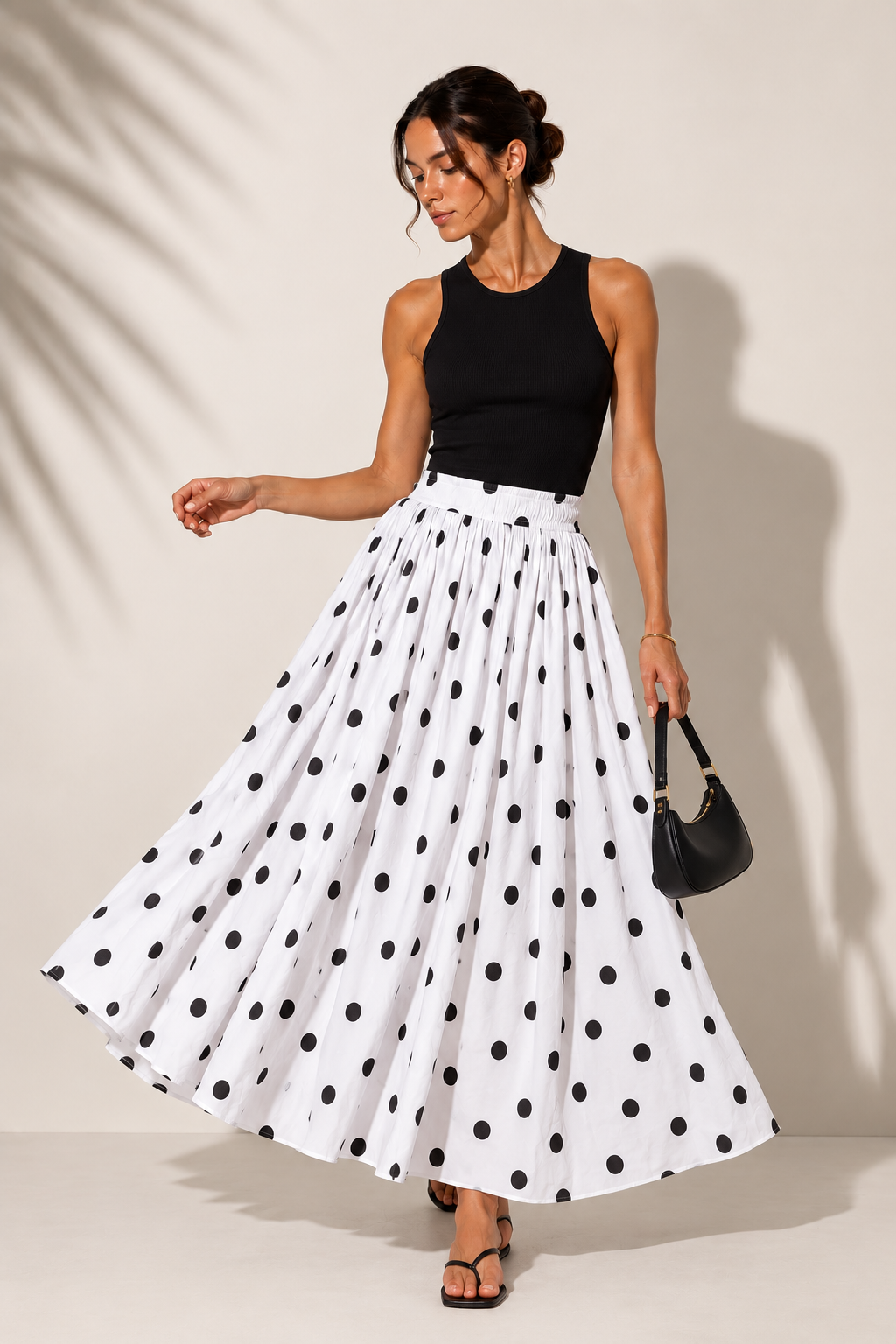 black and white polka skirt