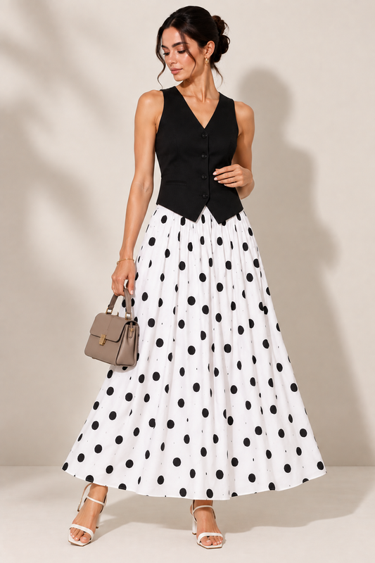 black and white polka skirt