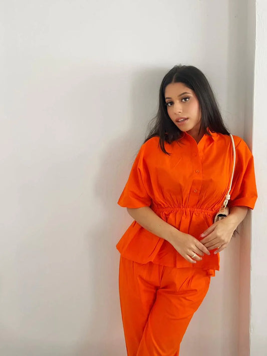 Hot Orange Cord set in Pants