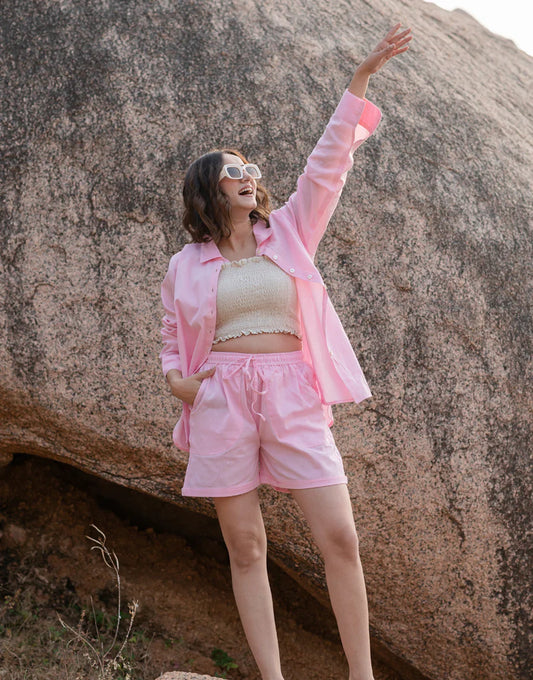 Candy Pink Shirt & Shorts Co-ord set