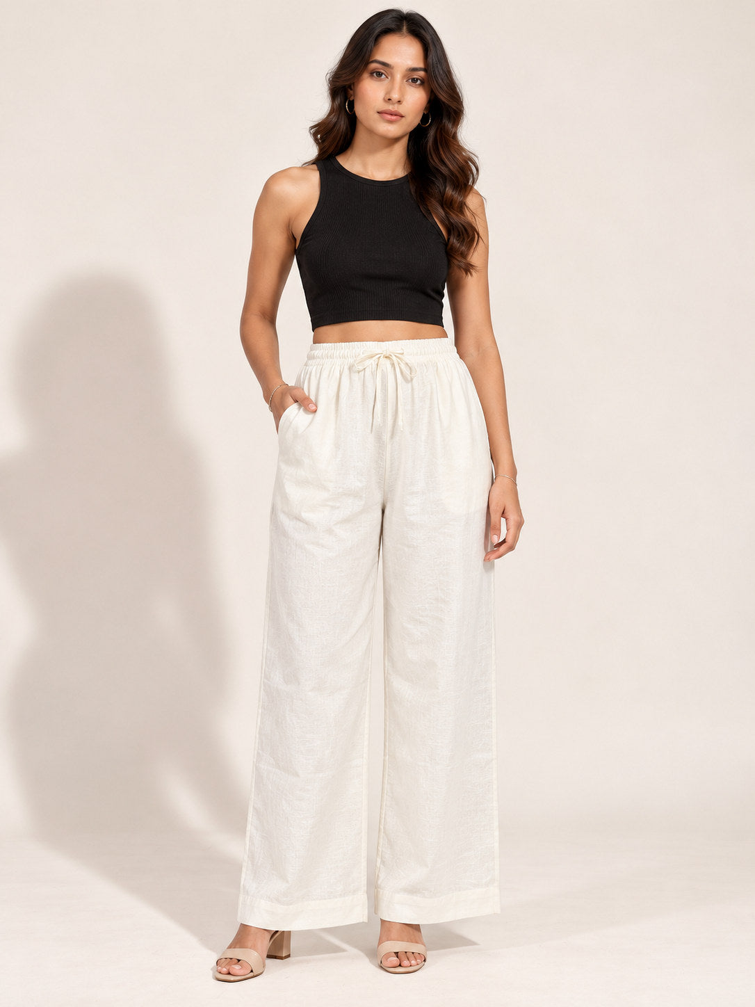 Off-White Cotton Linen Flex Pant